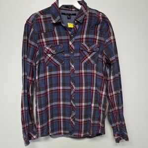 Men's Western Casual Plaid Button-Down Shirt